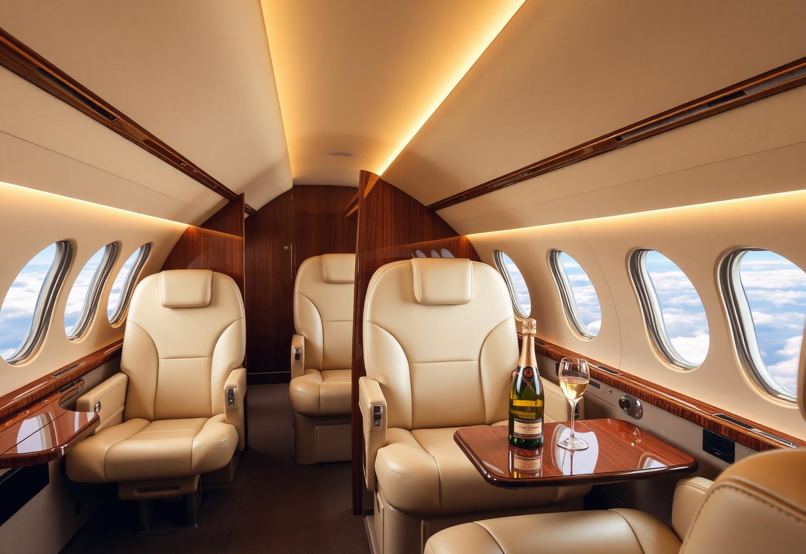 Luxury private jet cabin